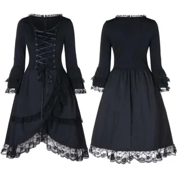 

Punk Vintage Bandage Jacket Women Irregular Long-sleeved OverCoat Winter Lace Goth Women Jacket Vintage Retro Clothes For Female