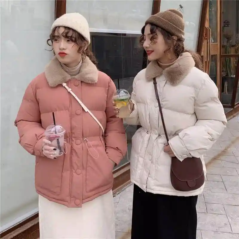 NiceMix Осень Зима Женское плотное хлопковое пальто на шнурке пальто с длинным рукавом куртка Женский Теплый меховой воротник парки верхняя одежда