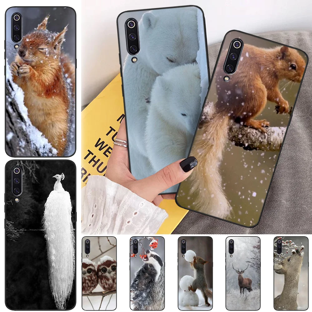 

OFFeier Animals in the snow Black TPU Soft Rubber Phone Cover for xiaomi mi 8 9 8SE 9SE 8Lite mix2 2S max2 3 Pocophone F1