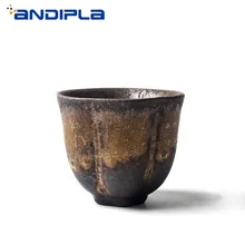 60 мл, японский стиль, грубая керамика, чайная чашка ручной работы, керамическая чашка, винтажная, ржавчина, Золотая глазурь, маленькая чайная чаша, чашки для саке, посуда для напитков