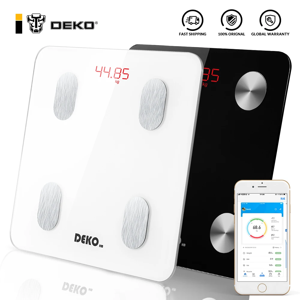 DEKO Body Fat Scale Smart Bluetooth Bathroom Weight Scale Health Monitoring Wireless Digital BMI Body Composition Analyzer
