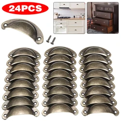 24Pcs Antique Shell Pull Handles Vintage Cabinet Knob Handles for Cupboard Door Cabinet Drawer Furniture Hardware