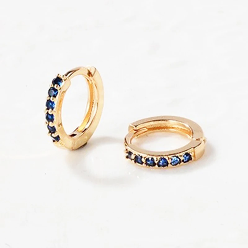 Small Huggies Hoop Earrings Multicolor Cz Hoop Cartilage Earrings Stud Minimal Tiny Ear Piercing Jewelry Wholesale