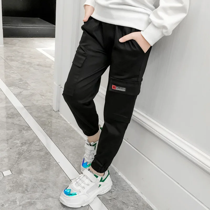 

2019 New Style Casual Crawler Girls Spring Clothing Pants Big Boy Children Large Pocket Bib Overall Cotton Childrenswear