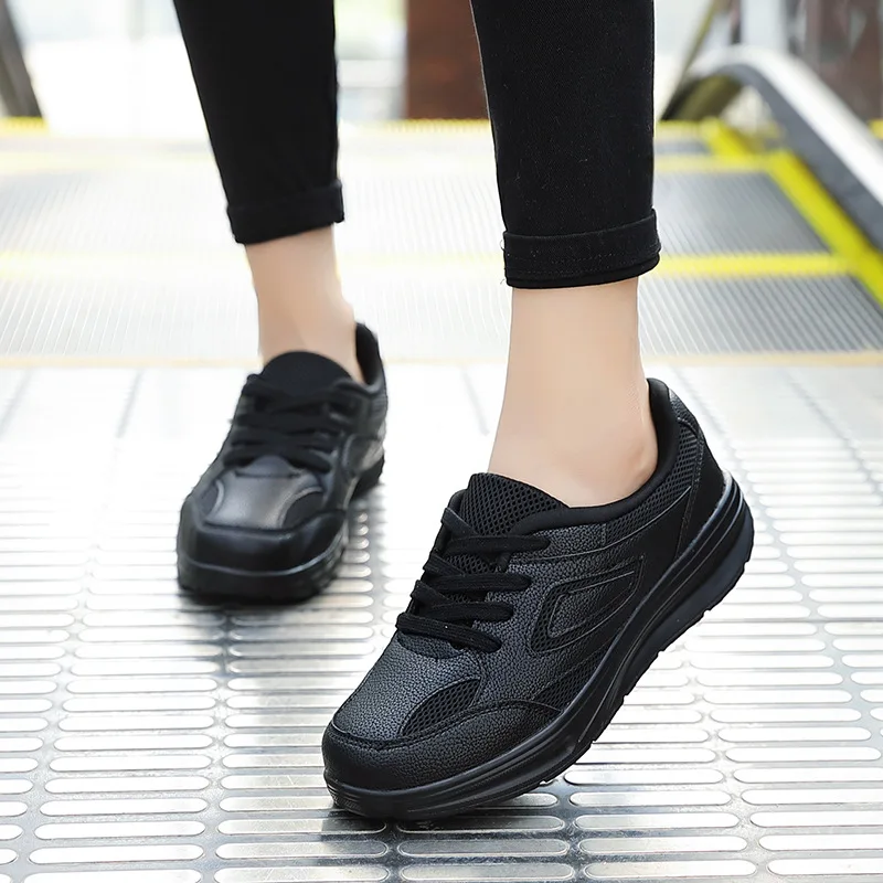 

2019 Spring And Autumn New Style Mesh Breathable Rocking Shoes WOMEN'S Shoes Platform Shoes Lightweight Athletic Shoes Black And