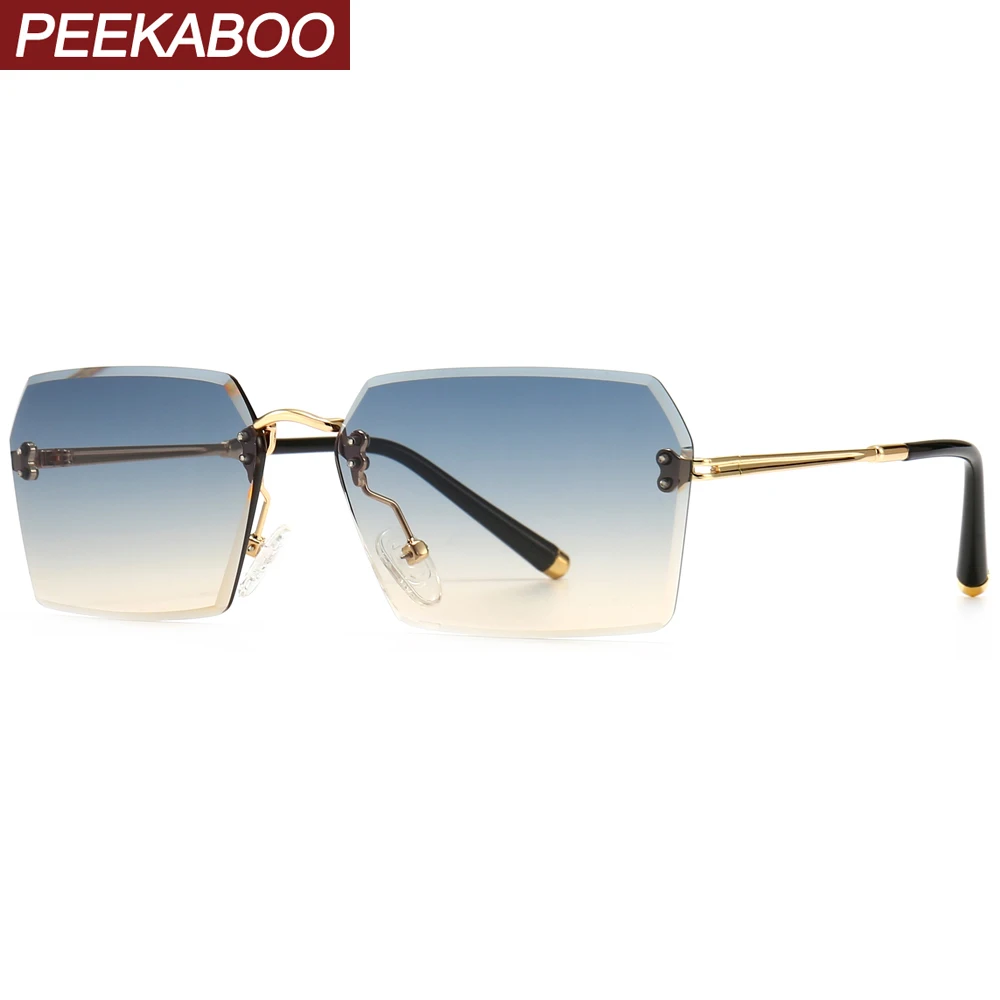 Peekaboo gafas de sol rectangulares sin marco Uv400 metalmujer 