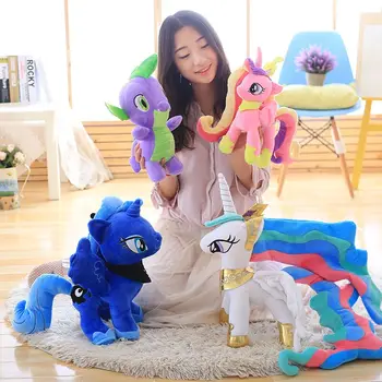 

4Pcs/Set Unicorn Princess Luna Sun Princess Princess Cadance Spike Plush Doll Stuffed Animal Horse Kids Toys Great Gift 30CM