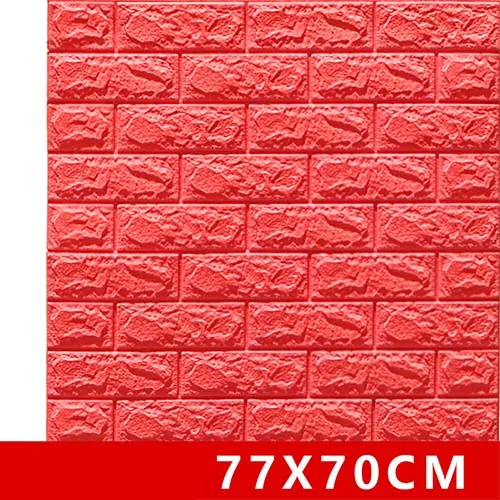 Red 3D наклейки на кирпичную стену, водостойкие наклейки для гостиной, спальни, DIY, самоклеющиеся обои, искусство 70*77*0,5 см, настенные наклейки для дома - Цвет: Red
