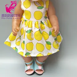 Желтое хлопковое летнее платье принцессы и шляпка, подходит для детей 43 см, Одежда для кукол, одежда для девочек 18 дюймов
