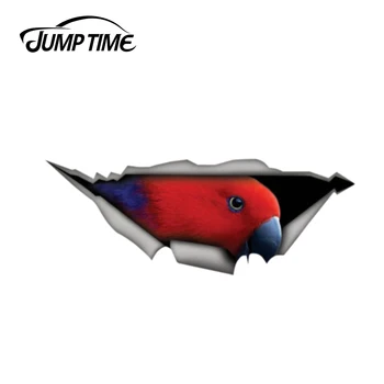 

Jump Time 13cm x 4.8cm Red Eclectus Parrot car sticker 3D Pet Graphic Vinyl Decal Car Window Laptop Bumper Animal Car Stickers