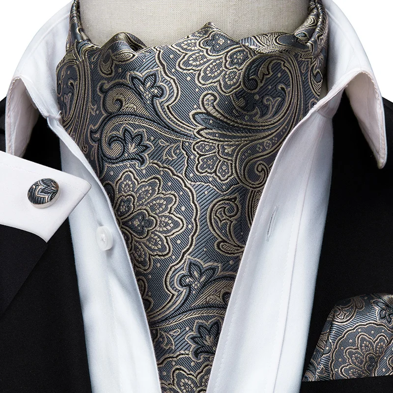 Классический Пейсли Шелковый Аскот Карманный квадратный шейный платок Ascot резинка для волос самостоятельно британский стиль джентльмен платье шарфы галстук вечерние комплект Ascot - Цвет: AS-1019