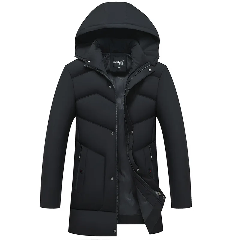 Новая зимняя мужская куртка, утолщенная, теплая, повседневная, много карманов, съемный капюшон, длинное пальто, мужские парки высокого качества - Цвет: black02