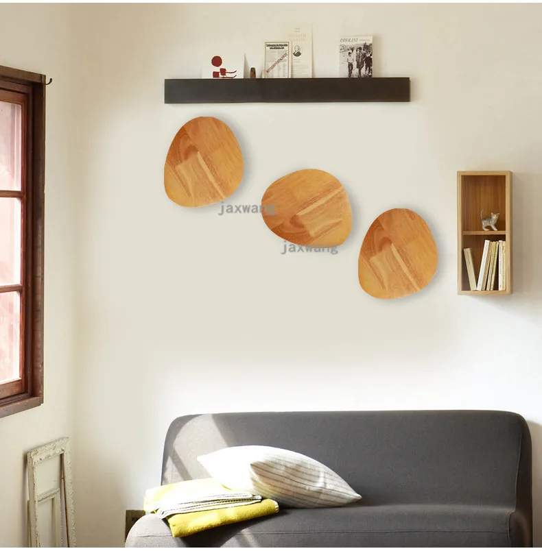 Modern LED Creative Art Wall Lamps Nordic Wooden Wall Lights Beside Bedroom Stone Sconces Lighting Wall Lamp Kitchen Accessories