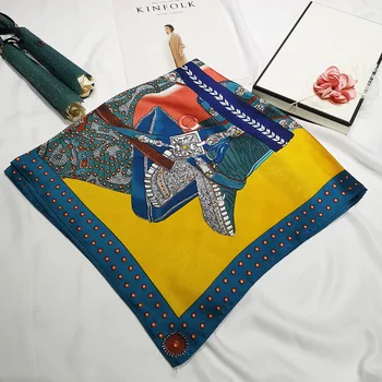 

Fashion Handkerchief Satin Silk Hair Scarf For Women Print Headband Neck Scarfs Female 70*70cm Square Shawls Bag Scarfs For Lady