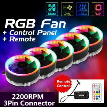 

Multi-color RGB LED PC Cooling Fans Silent Computer Case Cooler with Remote Control Panel 100x100x68mm
