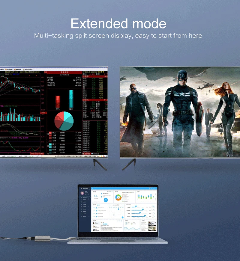 Экранный преобразователь высокого разрешения 4K типа с-HDMI 1 вход 2 видеокабеля
