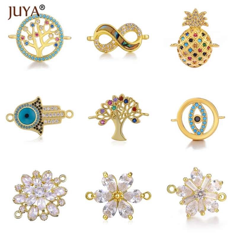 

Jewellery Making Supplies Shiny Zircon Crystal Connectors Trendy Infinity/Life Tree/Fatima Hand/Pineapple/Flower Charm Connector
