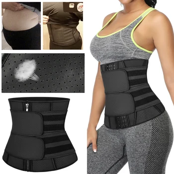 

Waist Trainer Latex Cincher Body Shaper Double Belt Long Torso Tummy Trimmer Women Breathable Slimming Sheath Modeling Corset