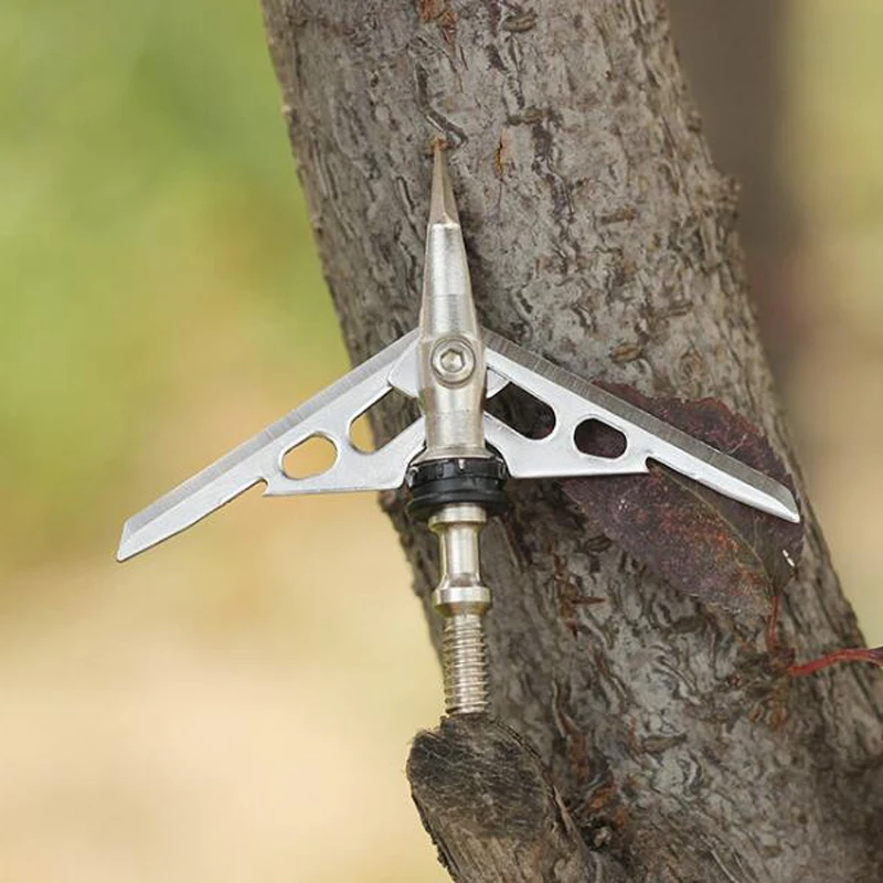 100Grain Archery 2 Blades Arrowhead Stainless Steel Arrow Point Target Broadhead Arrow Bow Hunting Arrow Head  Free Shipping