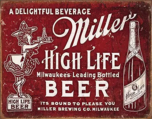 Винтажный оловянный знак компании Miller пивоварения - Цвет: Небесно-голубой