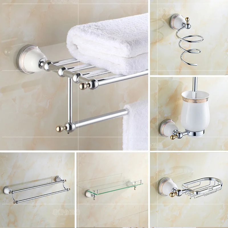 

Stainless Steel Towel Rack European Style Storage Shelf Sanitary Ware Hardware Accessories Bathroom Hanger Set Bathroom Towel Ra