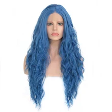 Charisma волнистые бесклеевые волосы из высокотемпературного волокна синтетические парики на кружеве для черных женщин синий парик с волосами младенца
