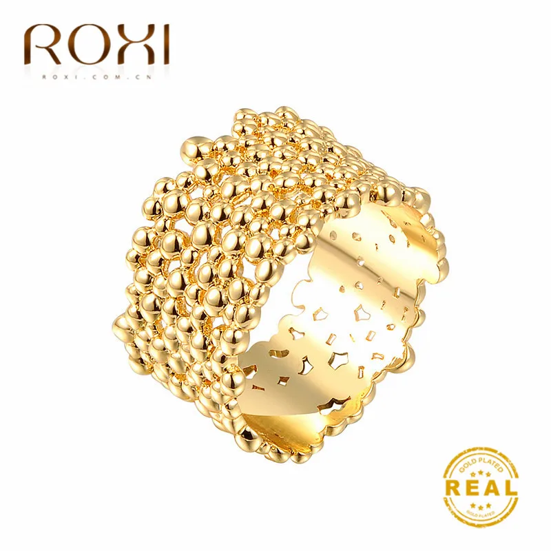 Gold ROXI 13 мм; Не линяет; классические обручальные кольца 1,3 см в ширину цвета: золотистый, серебристый Обручение кольца коктейльное ювелирные изделия на безымянный палец древесной коры поверхности - Цвет основного камня: Gold