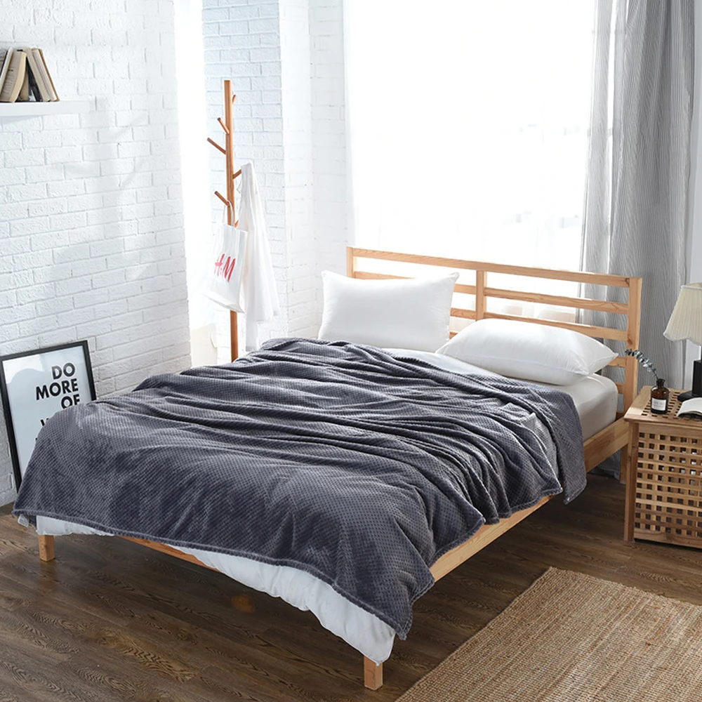 EHOMEBUY мягкие постельные одеяла фланелевые одноцветные покрывала переносные одеяла светильник сохраняет тепло автомобиль путешествия Зима Простой