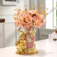 Modern Minimalist Home Living Room Entrance Gold Glass Vase Light Luxury Wind Desktop Flower Container Decorations Ornaments 2