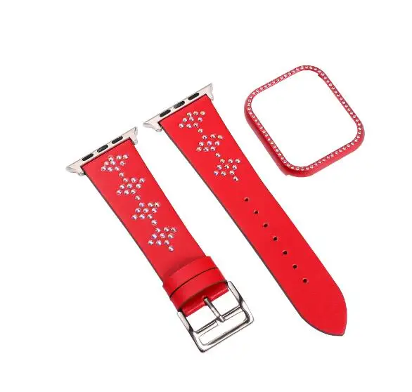 Качественный кожаный сменный браслет наручных часов для Apple Watch Band 44 мм 42 мм 40 мм 38 мм серия 5 4 3 2 1 iWatch ремешок для часов аpple - Цвет ремешка: red