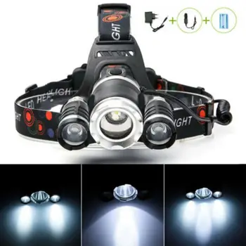 

20000lums LED Headlight AC 100-240V Zoom Led Headlamp Torch Flashlight Head Lamp with 18650 Battery for Outdoor Lighting Gift