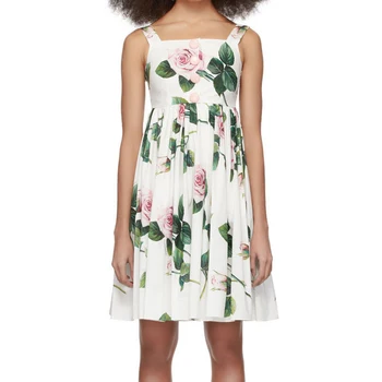 

Gedivoen Fashion Runway Summer Dress Women Spaghetti Strap Floral Print A Line Dress Elegant Short Mini Dresses Vestidos
