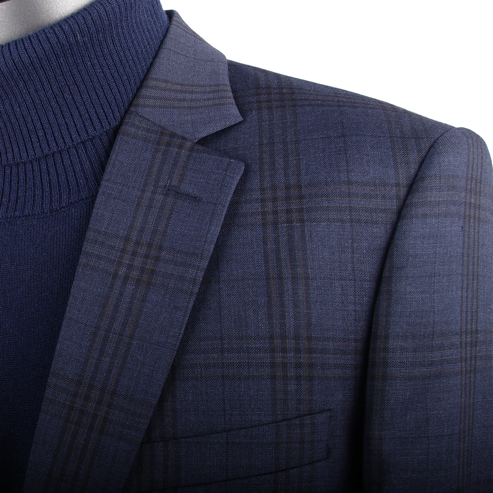 アウトレット 店舗 福岡 ファッション チェック柄のスーツ男性のためのスーツテーラードスーツ男ミッドナイトブルービジネスカジュアルカスタムスーツスリムフィットテーラーメイドメンズスーツ 日本製品 Hashaliach Co Il