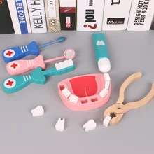 Juguete de madera para dentistas para niños, simulación de dientes, pasta dental, extractor de dientes, pinzas de juguete