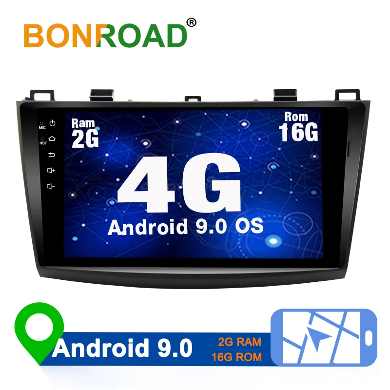 Best Bonroad Android 9.0 Car Multimedia Video Player Double 2 din For Mazda 3 2009 2010 2011 2012 Wifi Radio Video GPS MP3 (no dvd)