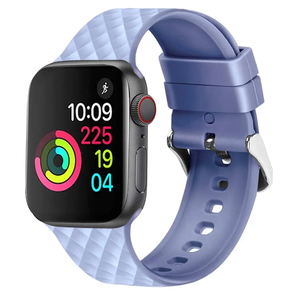 Силиконовый ремешок для Apple watch 5 ремешок 44 мм 40 мм iwatch ремешок 38 мм 42 мм ромбический узор ремешок для часов Браслет Apple watch 4 3 2 1 38 - Цвет ремешка: Sky blue