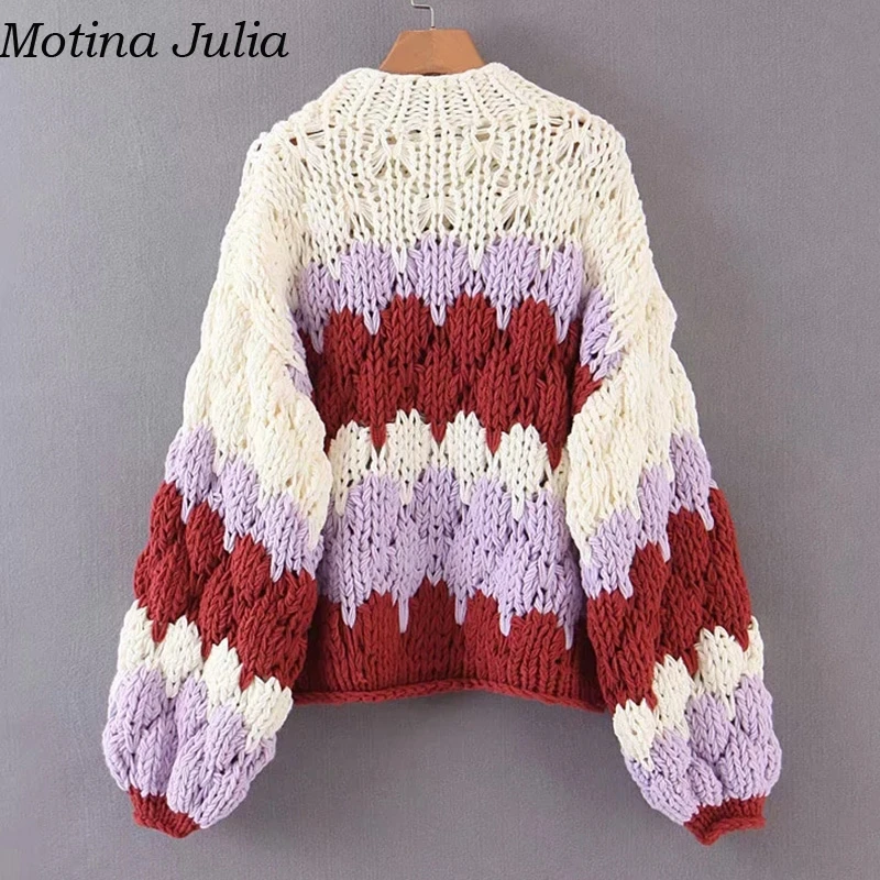 Motina Julia элегантный вязаный свитер большого размера Женский Осенний Теплый Свитер pollover крутой зимний Повседневный вязанный кардиган