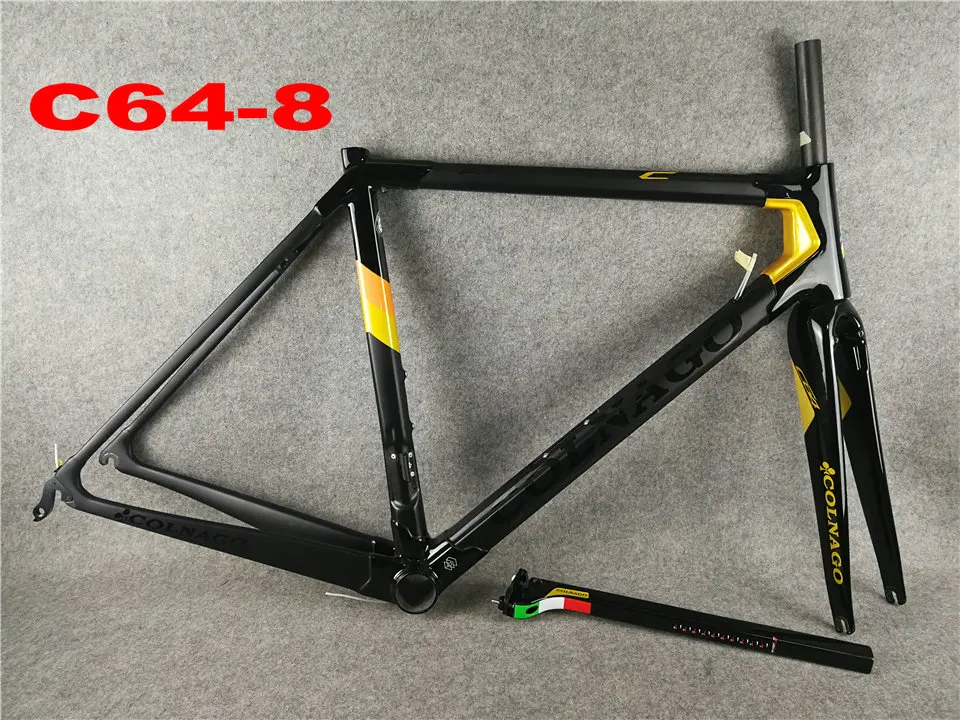 Глянцевая рама Colnago C64 PJWW из углеродного волокна для шоссейного велосипеда, белая рама для велосипеда C64