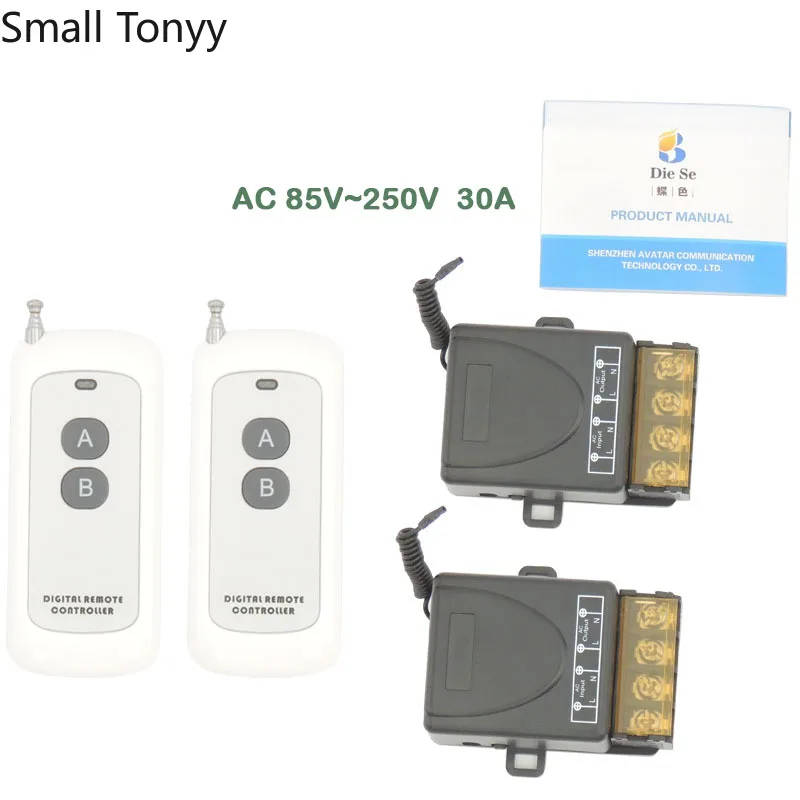 

High Power 433MHz Universal Wireless Long Range Remote Control AC110V 220V 30Amp 6600W 1CH rf Relay and Transmitter for Pump\LED