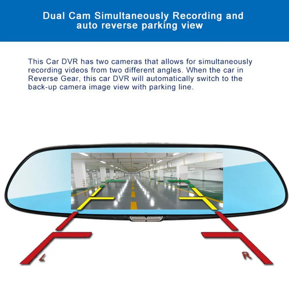 

H10 Car DVR 3G Rearview Mirror Video Recorder 7 inch Touch Screen 1080 FHD Dual Camera Bluetooth Hand-free FM Transmission