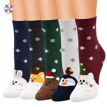 

Fashion Women Men Cute Socks Cartoon Animal Bear Rabbit Snow Christmas Tree Cotton Tube Creative Ankle Happy Socks W118