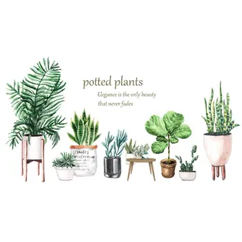

FX-C01 3D Stereo Practical Fresh Potted Green Plant Decoration Wall Sticker Self-Adhesive Wall Sticker