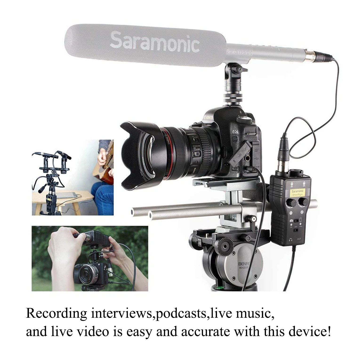 Adaptador de Áudio Mixer para Câmera Smartrig + 2 Saramonic Canais Guitarra Interface Pré-amplificador Dslr Filmadora Iphone Ipad Mic & - Image 3