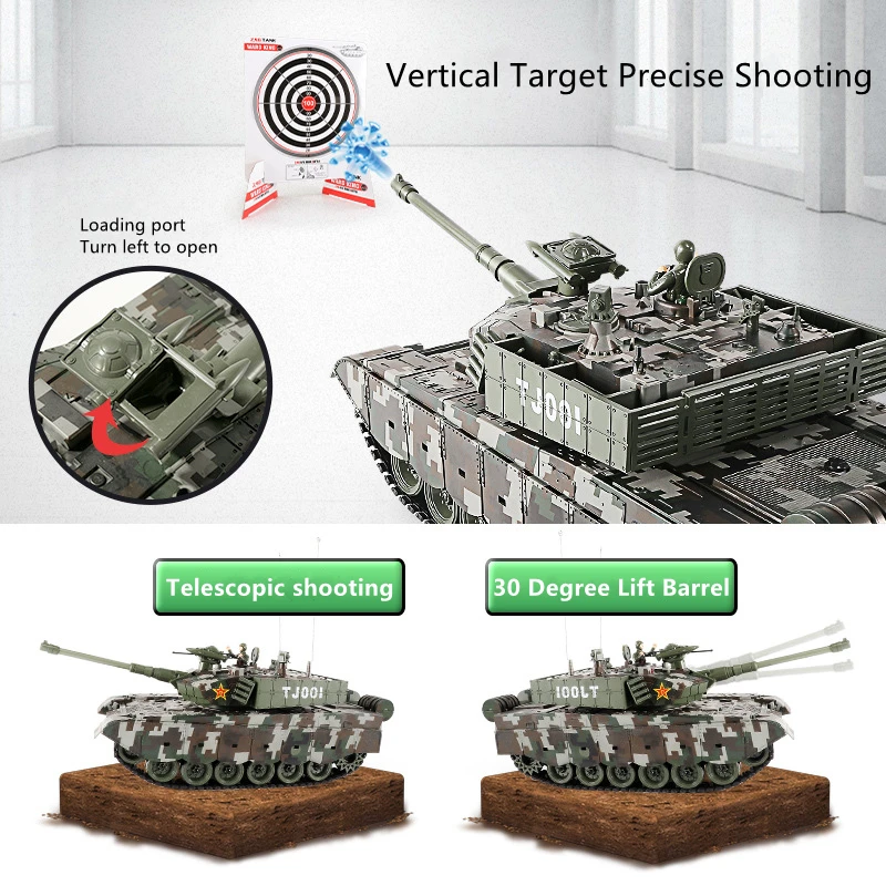 47CM Simulation Smoking RC Battle Tank Rotation Turret Bullet Shoot 45° Climb Sound And Light Effect Remote Control Tank Model 2