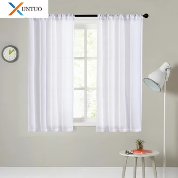 

Modern Short Sheer Curtains for Kitchen Half Window Living Room Solid Voile Curtain Bedroom Home Decoration Panel Tulle Drapes