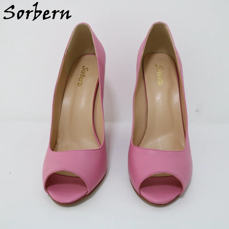Sorbern 여성용 오픈 토 슬립 온 슈즈, 멀티 컬러 펌프, 웨지 하이힐, 용수철 레이디 힐, 맞춤형 플러스 사이즈 48