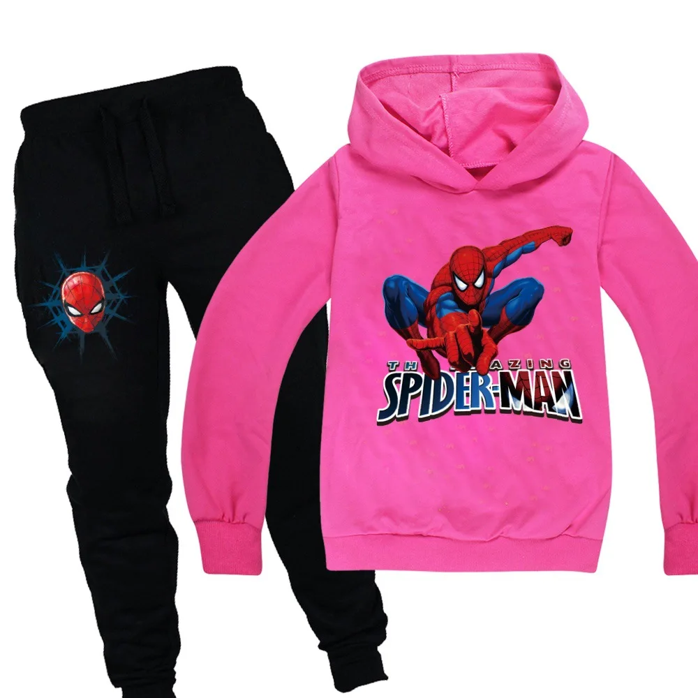 Толстовка с символикой Человека-паука, Детские свитшоты модная детская футболка с капюшоном пальто для маленьких девочек детская одежда повседневные футболки для мальчиков, спортивная одежда