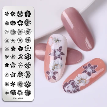 

PICT YOU Nail Stamping Plate Flower Nail Stamping Templates Stainless Steel Image Plate DIY Printing Stencil Tools PY-X008