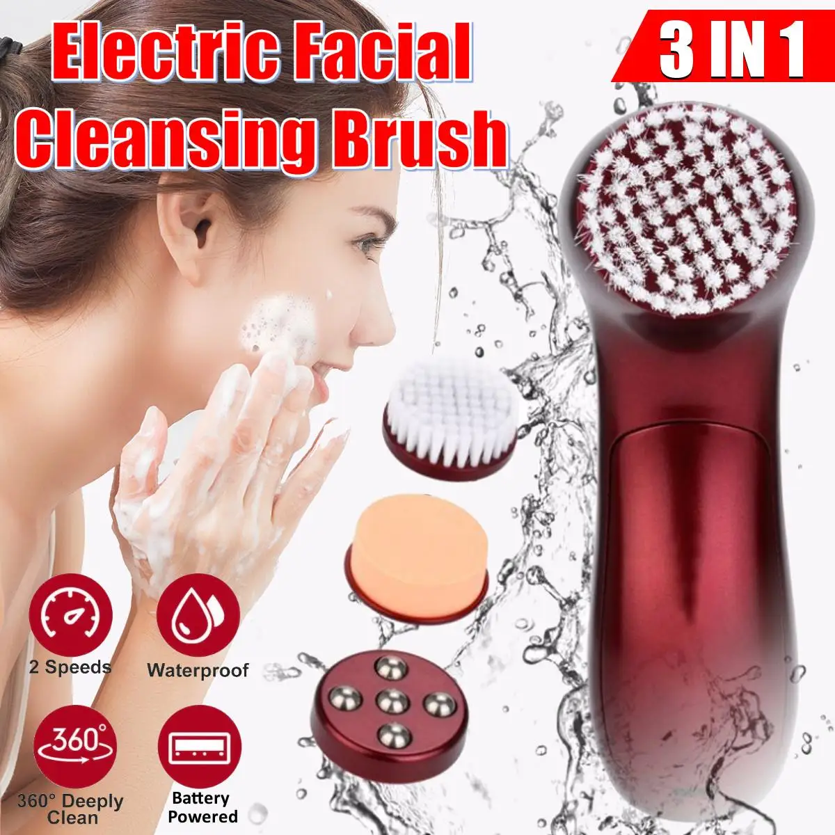 Face Massager 3 in 1 Electric Wash Face Machine Facial Pore Cleaner