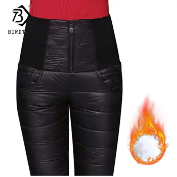 

Women Down Pants New Winter High Waist Outer Wear Women female Fashion Slim Warm Thick Down Long Pants Trousers Skinny B99301J